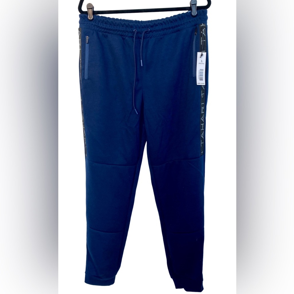 TAHARI SPORT Men's Navy Tapered Slim-Fit Jogger with Zip Pockets